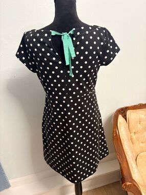 Anthropologie Black & White Polka Dot Mini Dress